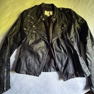 BCBGeneration black faux leather moto jacket size XS